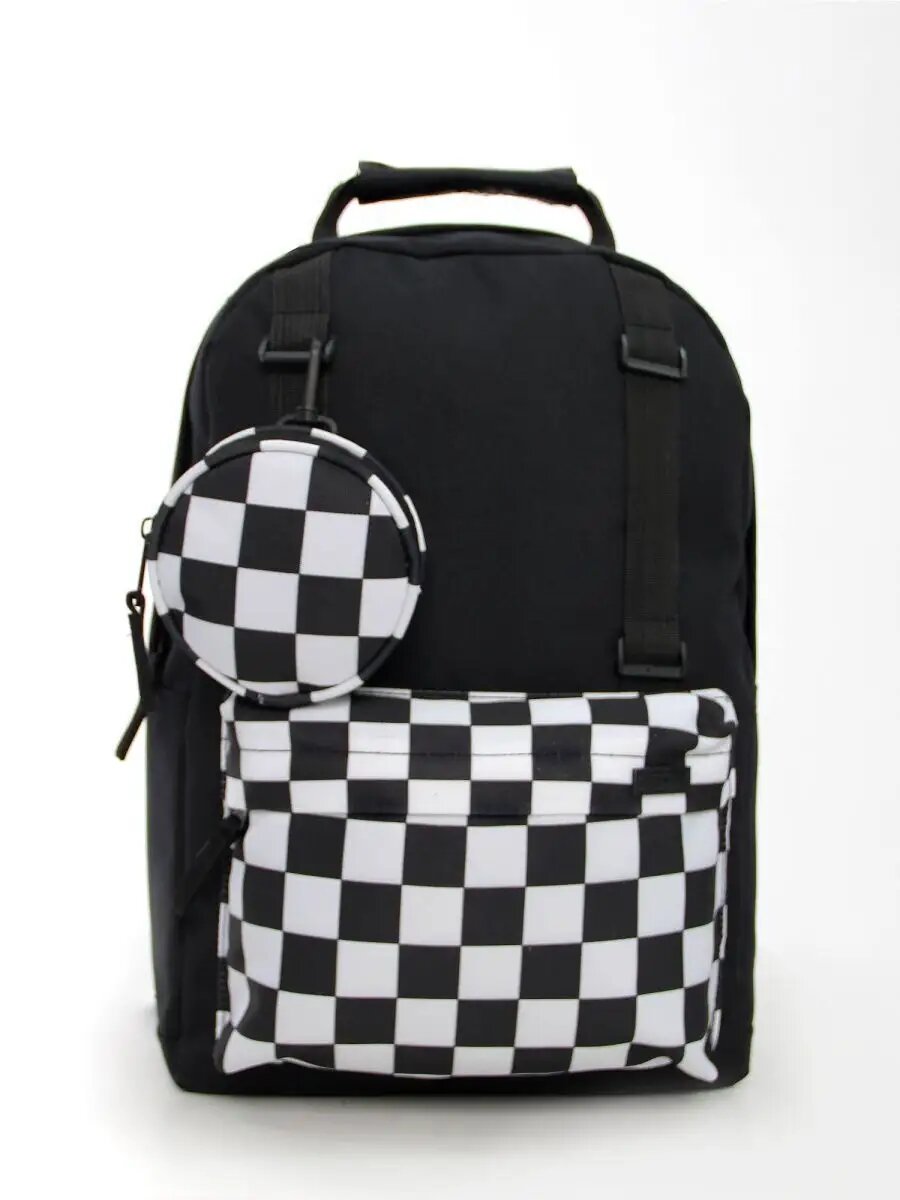 Рюкзак в клетку мужской женский модный повседневный школьный