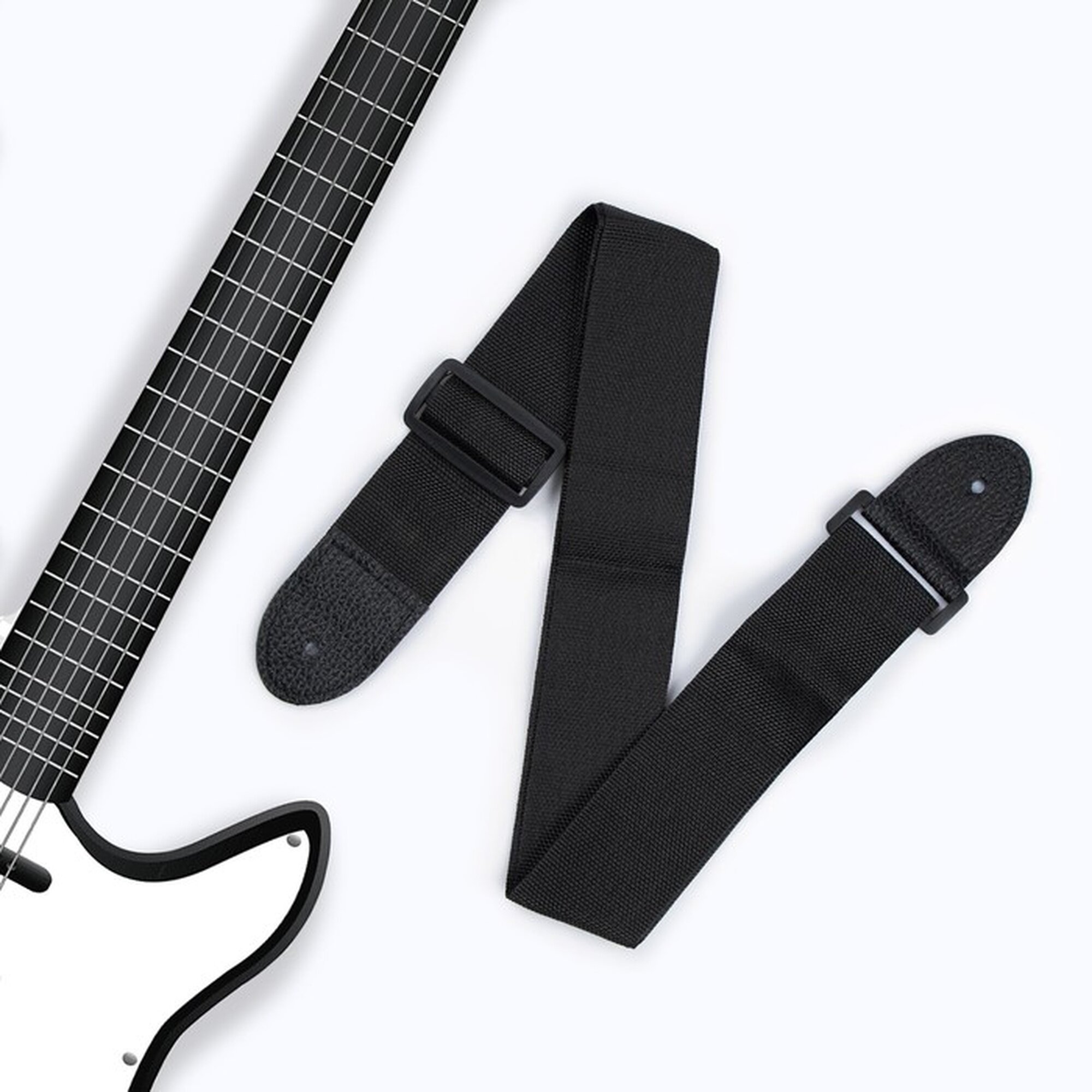 Ремень для гитары Music Life, черный, длина 60-110 см, ширина 5 см