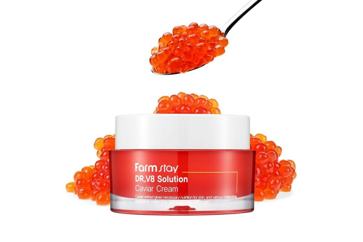 Антивозрастной крем для лица с икрой FARMSTAY Dr. V8 Solution Caviar Cream -80 мл
