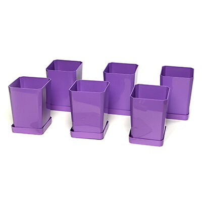 Горшки 750 мл для рассады с поддоном (цвет фиолетовый) 6 шт.