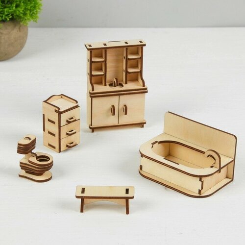 Набор деревянной мебели для кукол «Ванная» набор деревянной мебели для кукол 30 см ванная 2 3