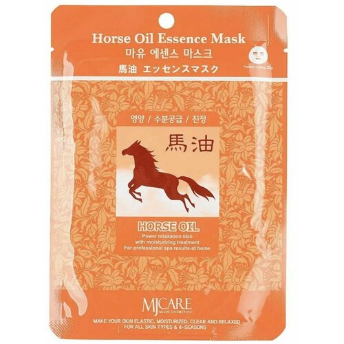 Маска тканевая для лица, Конский жир, 23 гр, Horse Oil Essence Mask, Mijin, 8809220800610