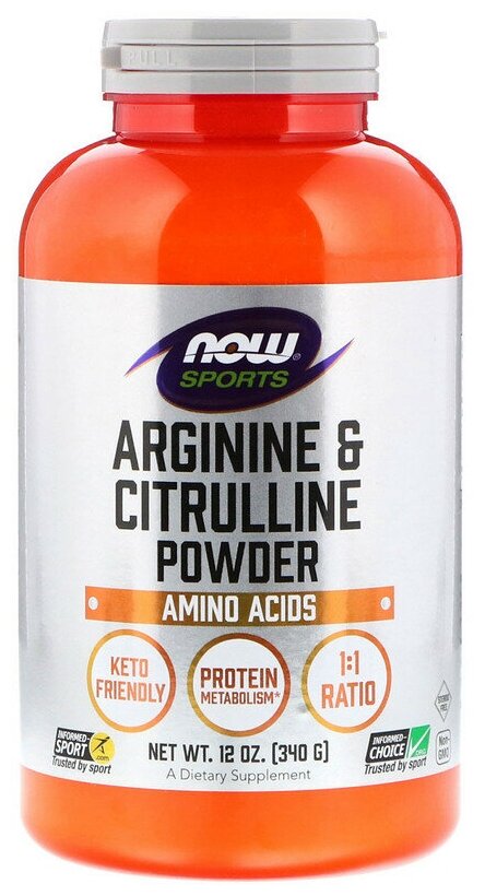 NOW Arginine & Citrulline Powder (Аргинин и цитруллин в порошке) 340 г