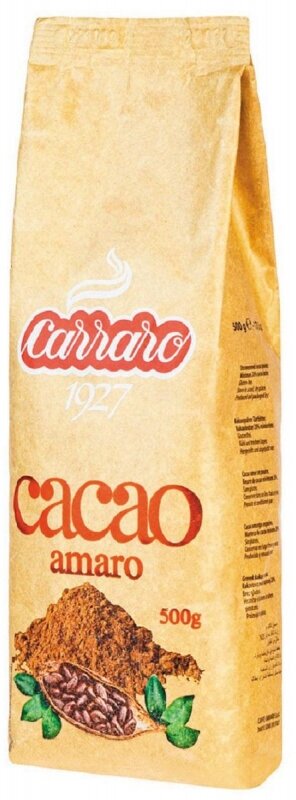 Какао Carraro Bitter Cocoa Amaro чистое горькое, 500г