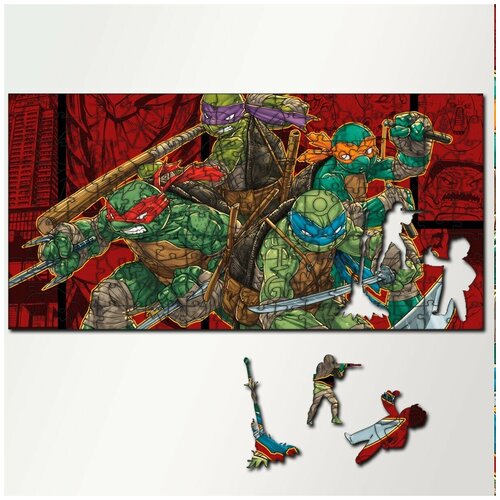 фото Пазл из дерева с фигурками, 230 деталей, размер 46х23 см tmnt teenage mutant - 5467 puzzle wood