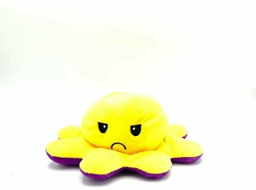 Мягкая игрушка Осьминожка перевертыш, двухсторонний осьминог Фиолетово-Желтый