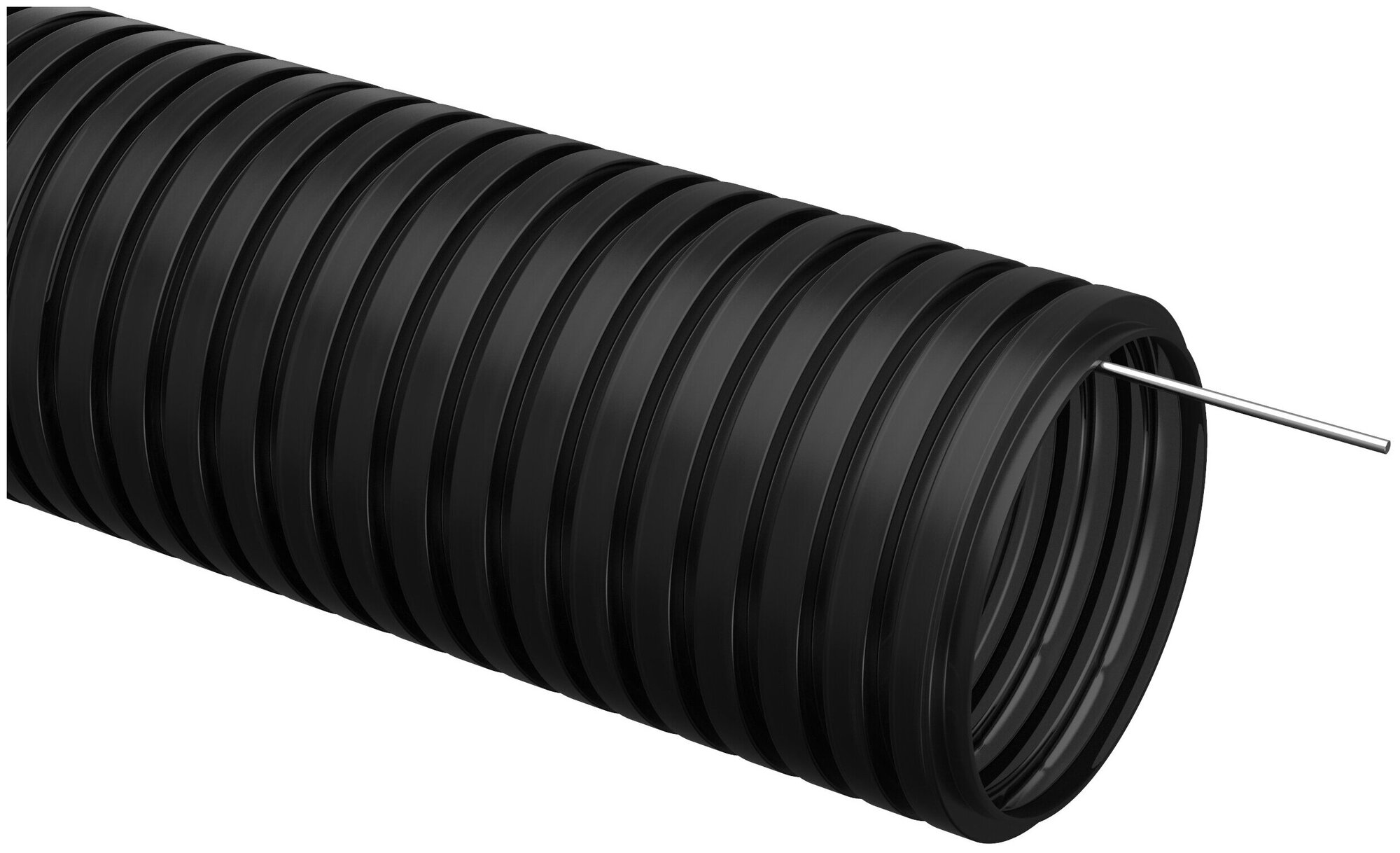 CTG20-25-K02-050-1 Труба ПНД гибкая гофрированная Ø25 мм с протяжкой черная (50 м) IEK - фото №1
