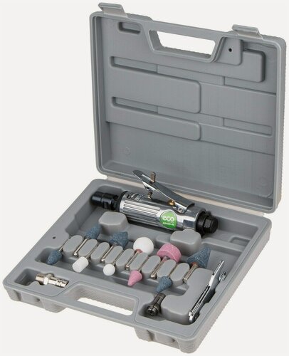 Изображение товара Пневмошлифмашина прямая с набором шарошек в кейсе ECO ADG25-01