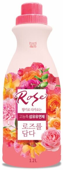 B&D Кондиционер концентрат для белья High Enrichment Fabric Softener Rose Soften, с ароматом розы, 1200 мл