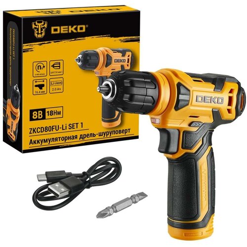 Аккумуляторная дрель-шуруповерт DEKO ZKCD80FU-Li SET 1 18Нм 1х20Ач 063-4127 2688₽