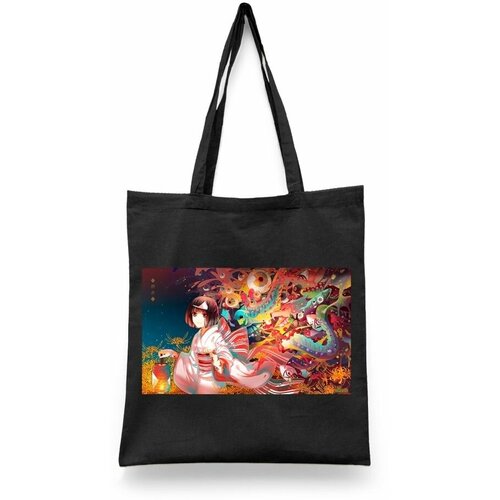 фото Сумка-шоппер унисекс каждому своё "аниме/бездомный бог" черная