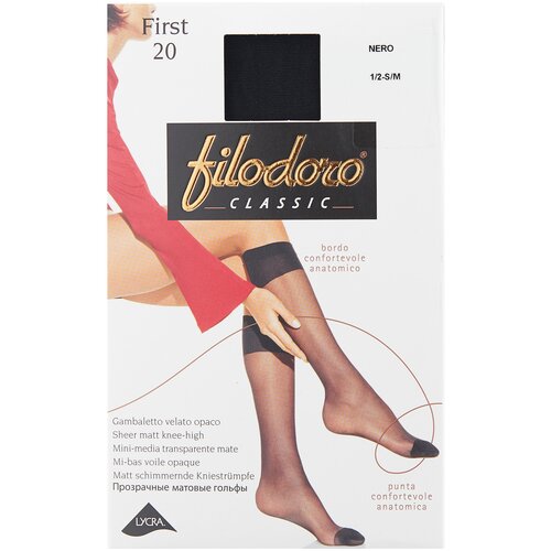 фото Капроновые гольфы filodoro classic first 20 den, размер 1/2 s/m, nero