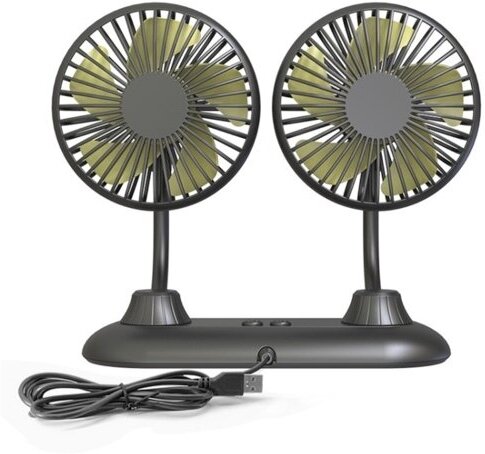 Вентилятор двойной поворотный 12В / Автомобильное охлаждение/ Автомобильные аксессуары HUD/ Автомобильный сдвоенный вентилятор с USB