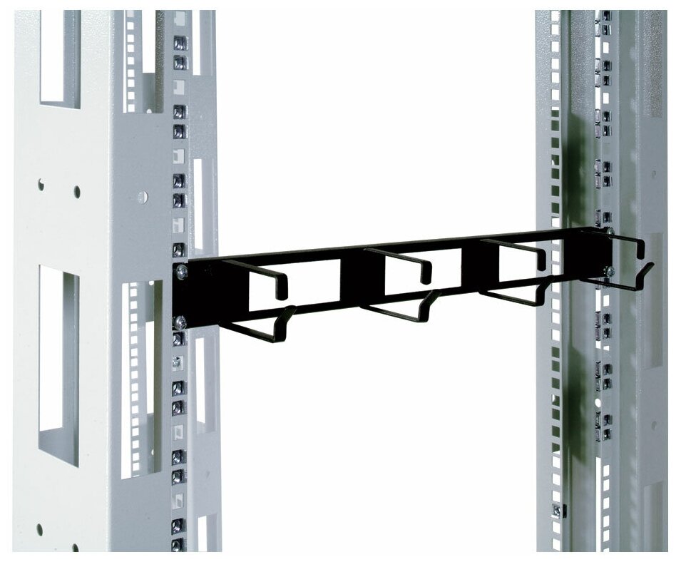 органайзер кабельный 19" ЦМО, 1U, 4 кольца, с окнами, черный - фото №2