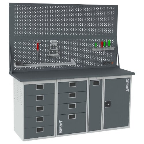 Слесарный верстак SMART 1760 1760.5.4.P.1.d2 универсальный в гараж,1864х1766х605