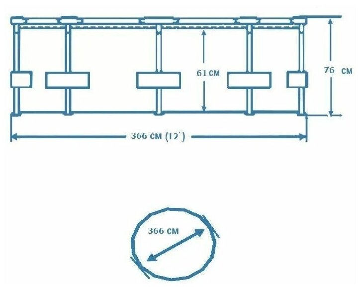 Бассейн каркасный Metal Frame Pool, круглый, 366 х 76 см, от 6 лет, 28210NP INTEX - фотография № 9