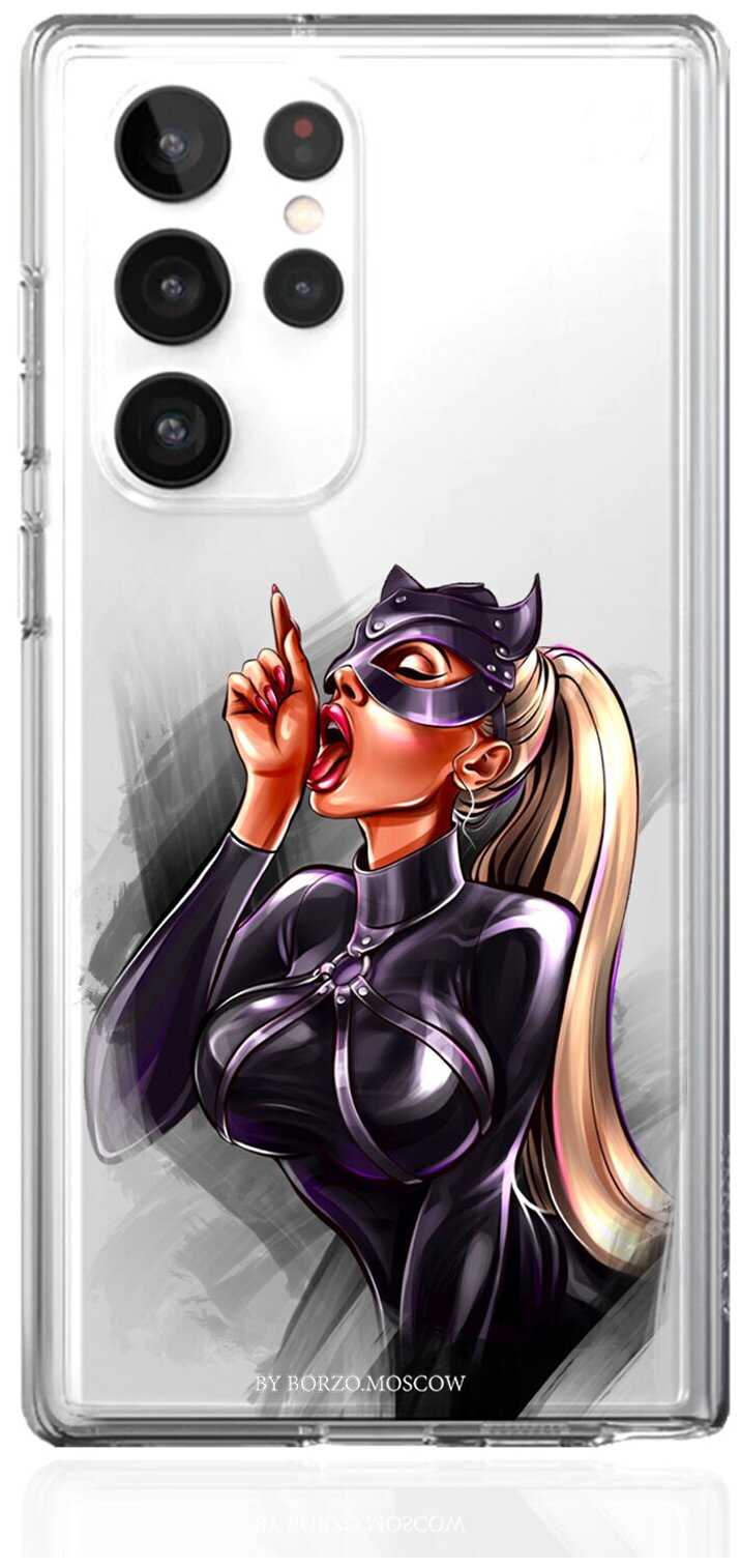 Прозрачный силиконовый чехол MustHaveCase для Samsung Galaxy S22 Ultra Kitty/ Кошечка для Самсунг Галакси С22 Ультра