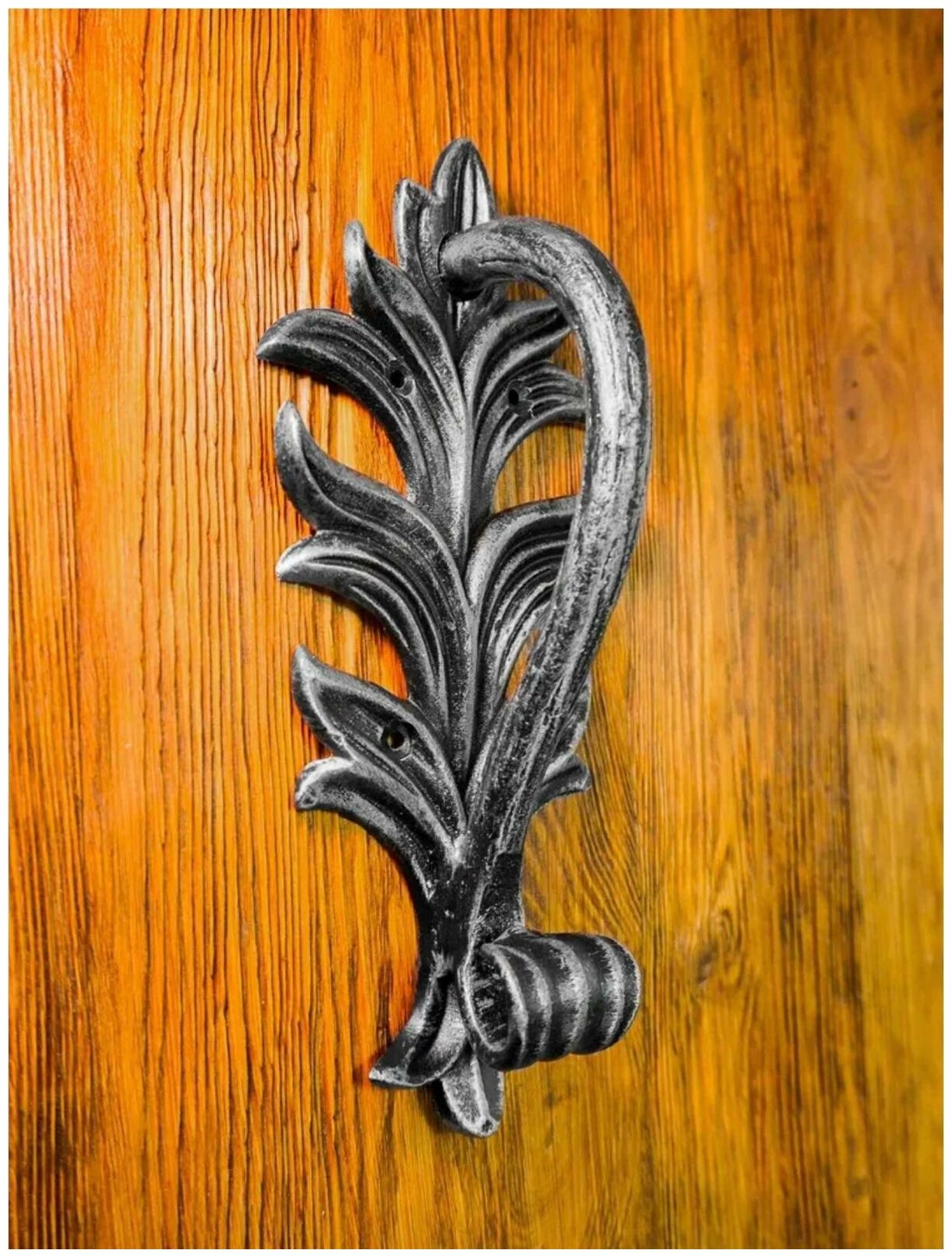 Ручка-скоба кованая "Узор" (серебряный)/для деревянных и металлических дверей/ручка для дома и дачи