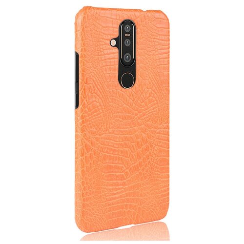 фото Чехол-панель mypads для nokia x71 тонкий задний бампер на пластиковой основе с отделкой под кожу крокодила оранжевый