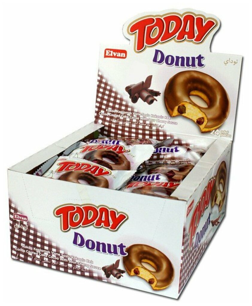 Кекс Today Donut вкус какао 50 грамм Упаковка 24 шт - фотография № 1
