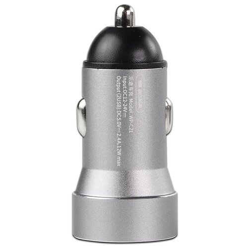 Автоадаптер 2.4A 2USB WK Letor WP-C21 Silver