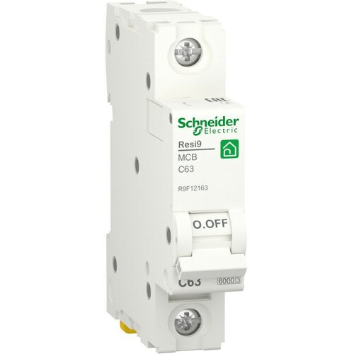 Schneider Electric RESI9 Автоматический выключатель (АВ) С 63А 1P 6000A R9F12163 (7 шт.) resi9 автоматический выключатель ав с 63а 1p 6000a r9f12163