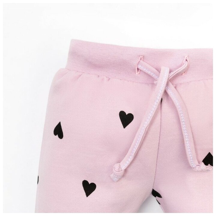 Комплект одежды Крошка Я для девочек, толстовка и брюки, повседневный стиль, манжеты, размер 92, розовый - фотография № 4