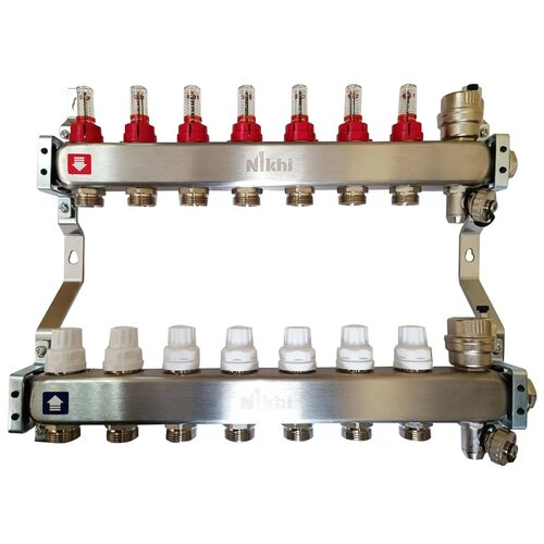 Коллекторная группа NIKHI HSW2010, 1, 10 ходов, нержавеющий корпус, с расходомерами