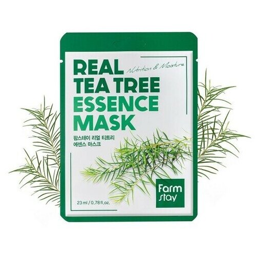 FarmStay Маска тканевая для лица с экстрактом чайного дерева - Real tea tree essence mask, 23мл, 3 штуки тканевая маска с экстрактом чайного дерева real tea tree essence mask 23мл маска 1шт