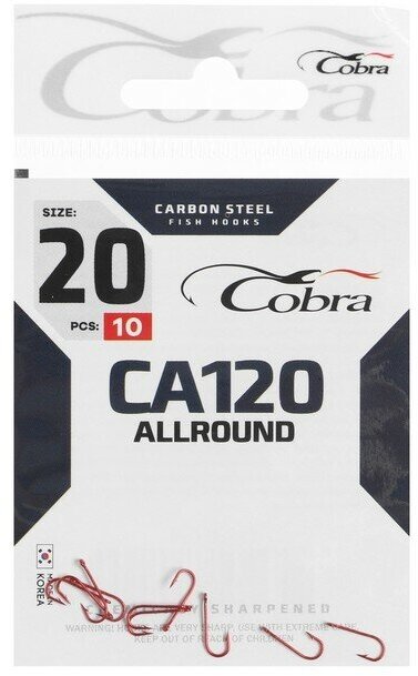 Крючки Cobra ALLROUND, серия CA120, № 20, 10 шт.