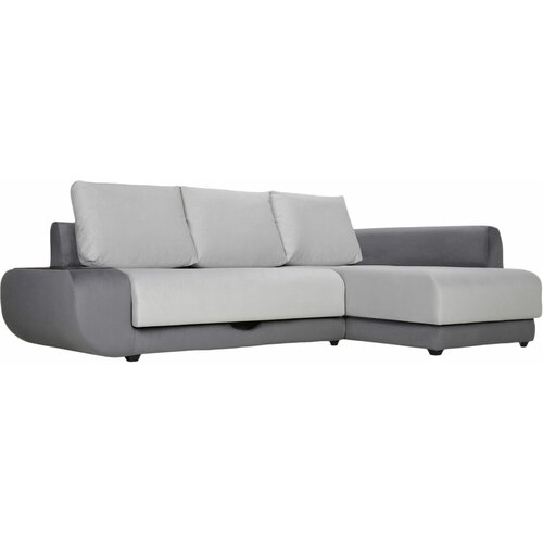 Угловой диван Виннер Стингер Графитово-серый, велюр Независимый пружинный блок С баром Справа