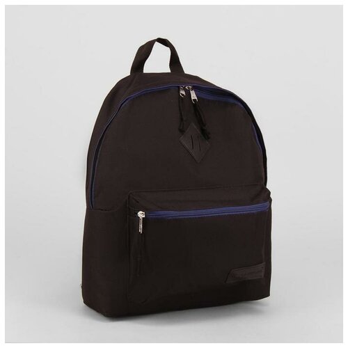 Рюкзак молодежный RISE на молнии, наружный карман, цвет черный/синий