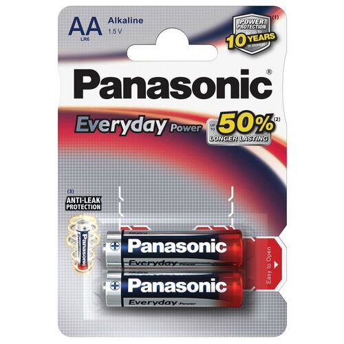 Батарейка Panasonic Everyday Power AA/LR6, в упаковке: 2 шт. батарейки panasonic everyday power c щелочные 2 шт