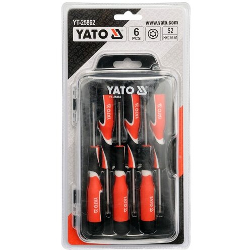 набор отверток yato yt 25980 8 предм черный красный Набор отверток YATO YT-25862, 6 предм., черный/красный