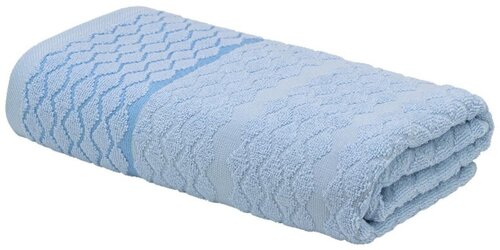 Махровое полотенце Лозанга 50х80 см, банное / для ванной / пляжное / гостевое/ подарочное/ 100% хлопок / цвет голубой / 1 шт