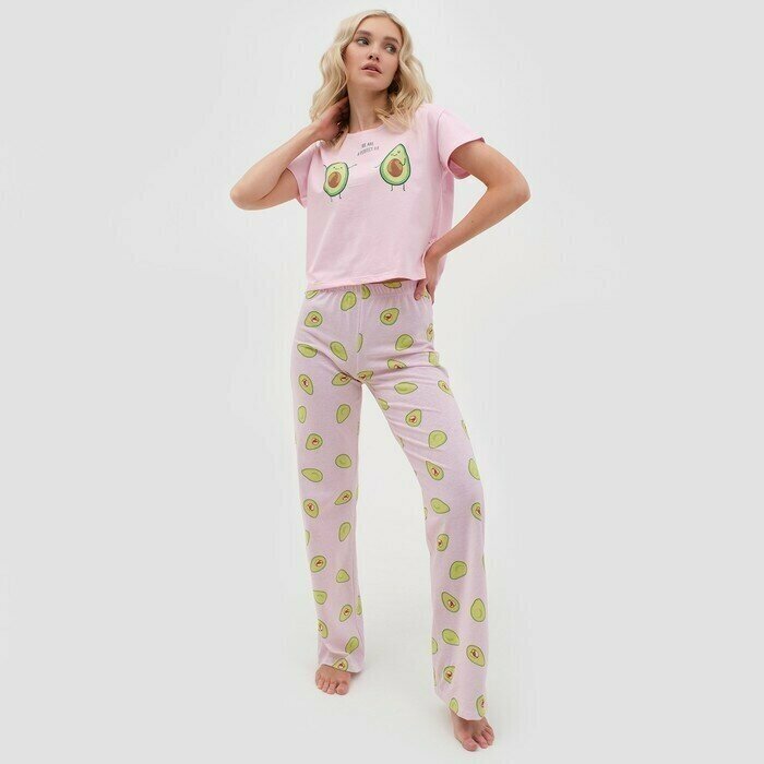 Пижама женская (футболка и брюки) Avocado р. 52-54, розовый - фотография № 1