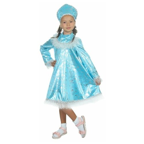 Карнавальный костюм Страна Карнавалия Снегурочка с кокеткой, атлас, кокошник, платье, размер 36, рост 140 см