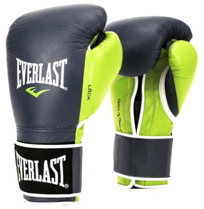 Перчатки тренировочные Everlast Powerlock 12oz синие/зеленые