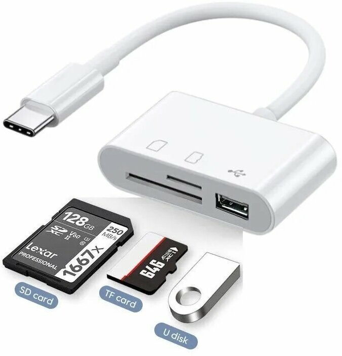 Кардридер 4 в 1 универсальный USB Type C Micro USB, устройство для чтения SD-карт памяти, U-диск, OTG адаптер, конвертер для планшетов