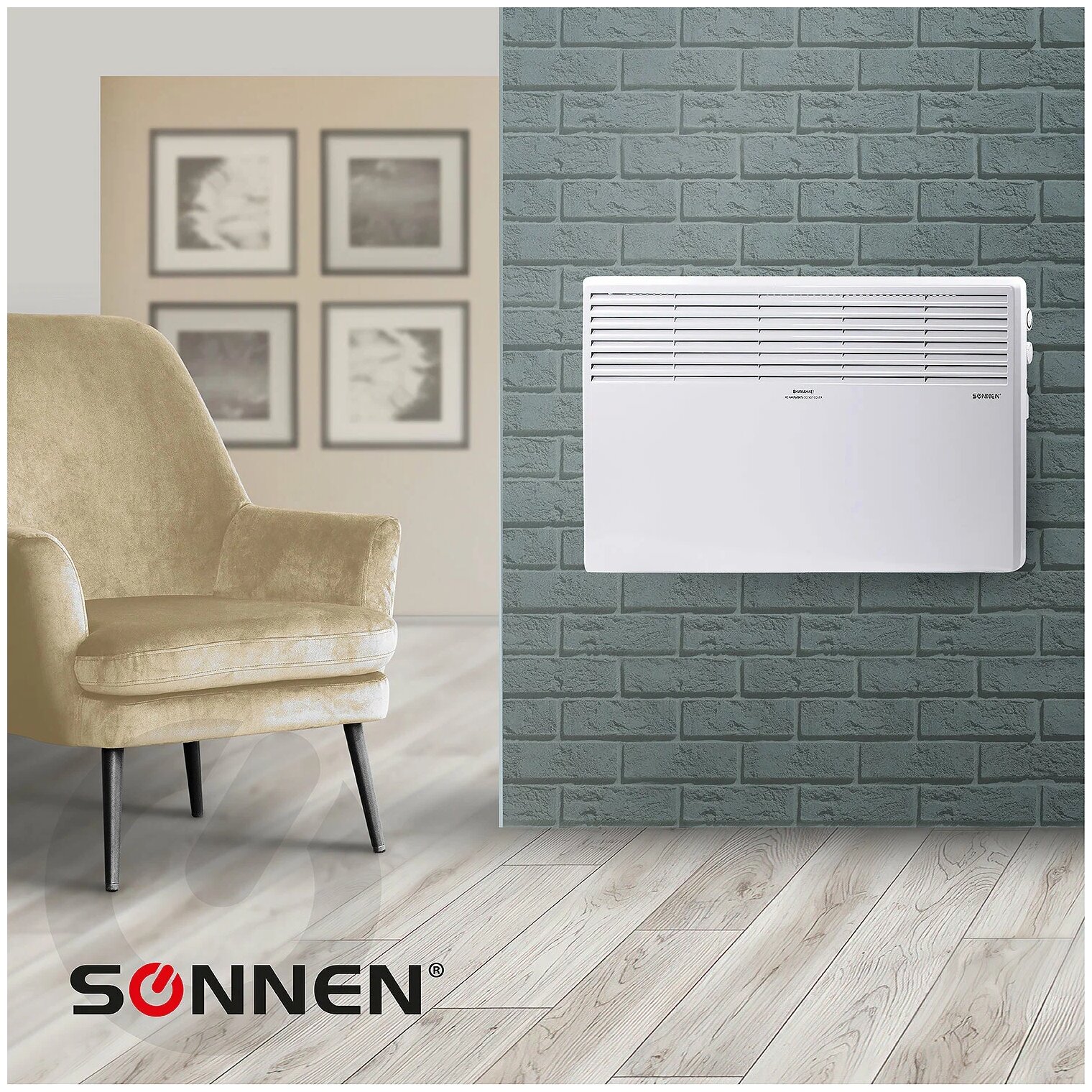 Конвектор SONNEN X-2000, 2 кВт, 20 м², колеса в комплекте, белый - фото №4