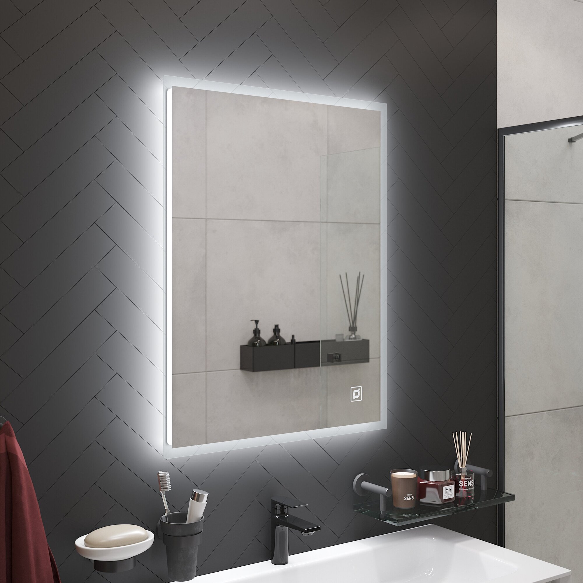 Зеркало для ванной с подсветкой стило 80 х 60 см сенсор с диммером - фотография № 7