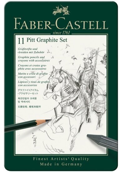 Набор чернографитных карандашей Faber-castell "Pitt Graphite", 11 предметов, заточен, метал. кор.