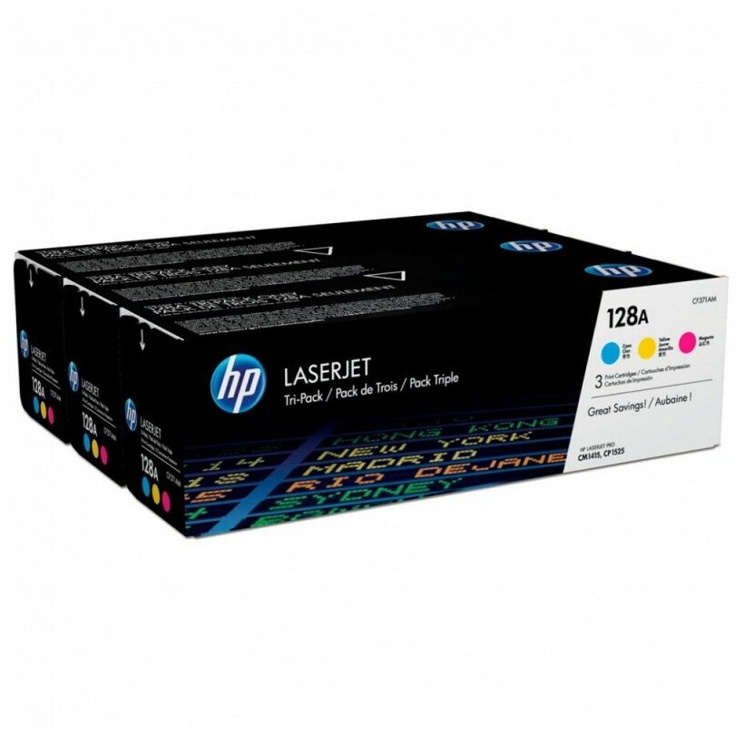 Картридж лазерный HP CF371AM голубойпурпурныйжелтый x3упак. 1300стр. для HP CM1415CP1525