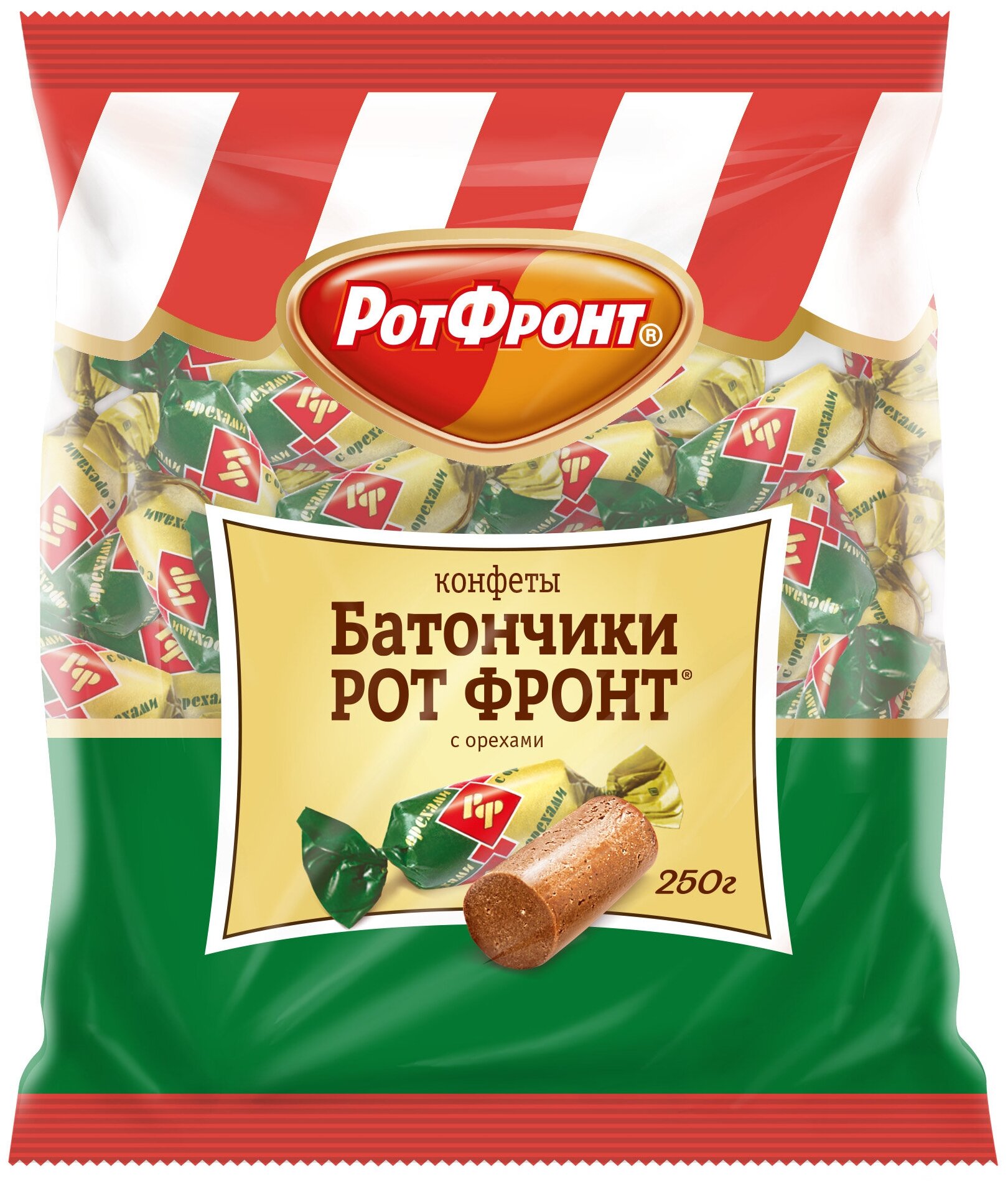 Конфеты Рот Фронт Батончики с орехами, пакет, 250 г - фотография № 2