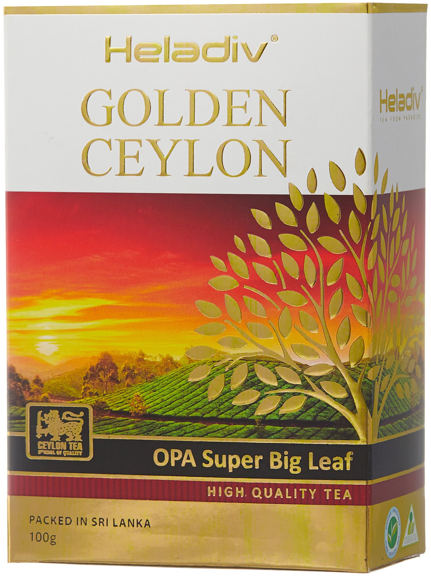 Чай Heladiv Golden Ceylon OPA Super Big Leaf (Золотой Цейлон, черный крупнолистовой) листовой, 100г - фотография № 1