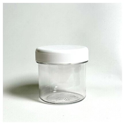 Банка 120 мл прозрачная пластиковая с белой крышкой набор 10 шт для крема или хранения мелочей - фотография № 1