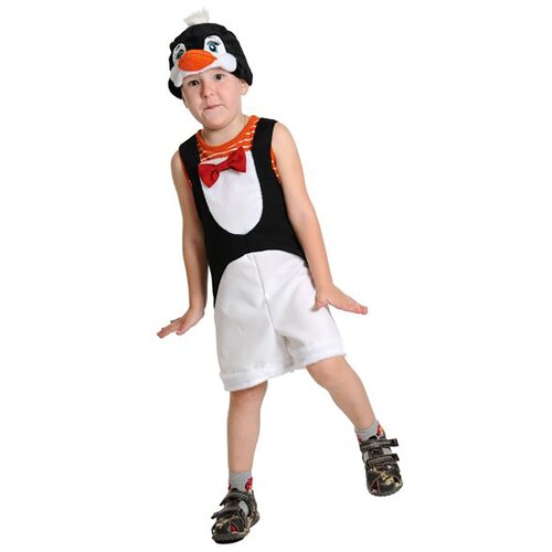 костюм детский пингвинчик ткань плюш 92 122 Карнавальный костюм «Пингвинчик», ткань-плюш, полукомбинезон, маска, рост 92-122 см