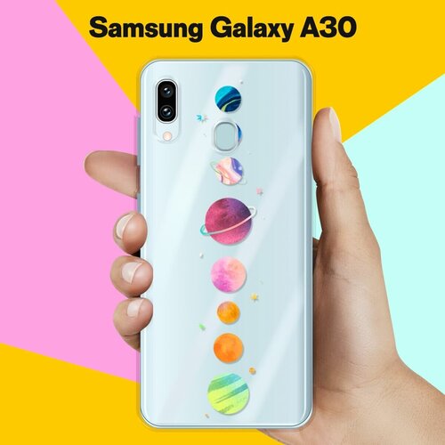 Силиконовый чехол Планеты на Samsung Galaxy A30 матовый силиконовый чехол цветочная абстракция черная на samsung galaxy a30 самсунг галакси а30
