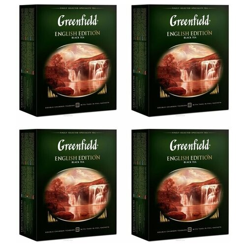 Чай черный в пакетиках Greenfield English Edition (Инглиш Эдишн), 100*2 г (комплект 4 шт.) 6013836