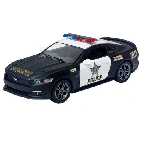 Машинка металлическая Kinsmart 1:38 2015 Ford Mustang GT Police KT5386DP инерционная, двери открываются / Черный металлическая машинка kinsmart 1 38 2006 ford mustang gt kt5091d инерционная желтый